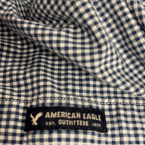 American Eagle Outfitters Blue & White Check Classic Fit Shirt Large - Picture 7 of 7